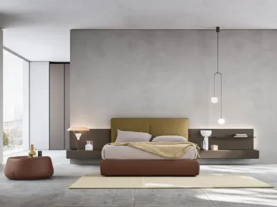 Letto in tessuto con boiserie Suite System 2 di Alf Da Frè