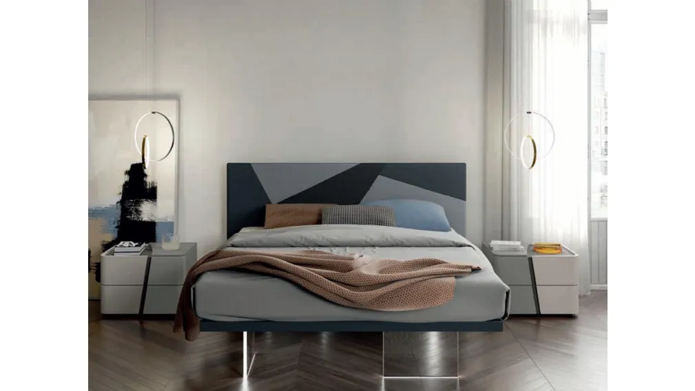 Letto in velluto con testiera Slim Volo di Artigianmobili