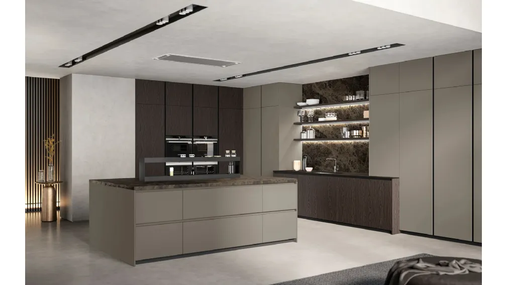 Cucina Moderna con isola in laccato e legno Asia di Arredo3