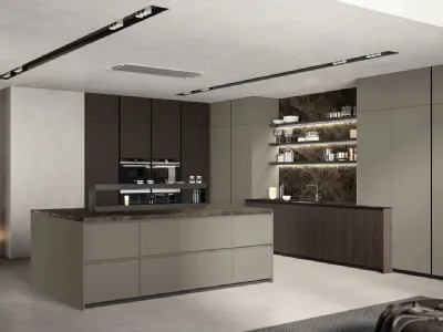 Cucina Moderna con isola in laccato e legno Asia di Arredo3