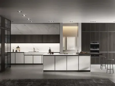 Cucina Moderna in Pet e rovere ebano con isola Kronos 02 di Arredo3