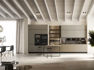 Cucina Moderna in laccato e laminato con penisola Wega 05 di Arredo3